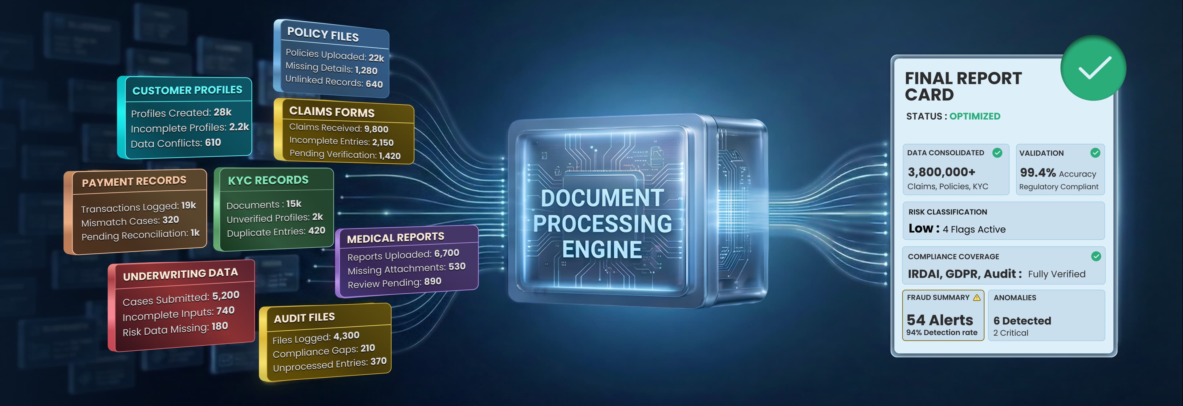 AI document processing and insurance report generation system